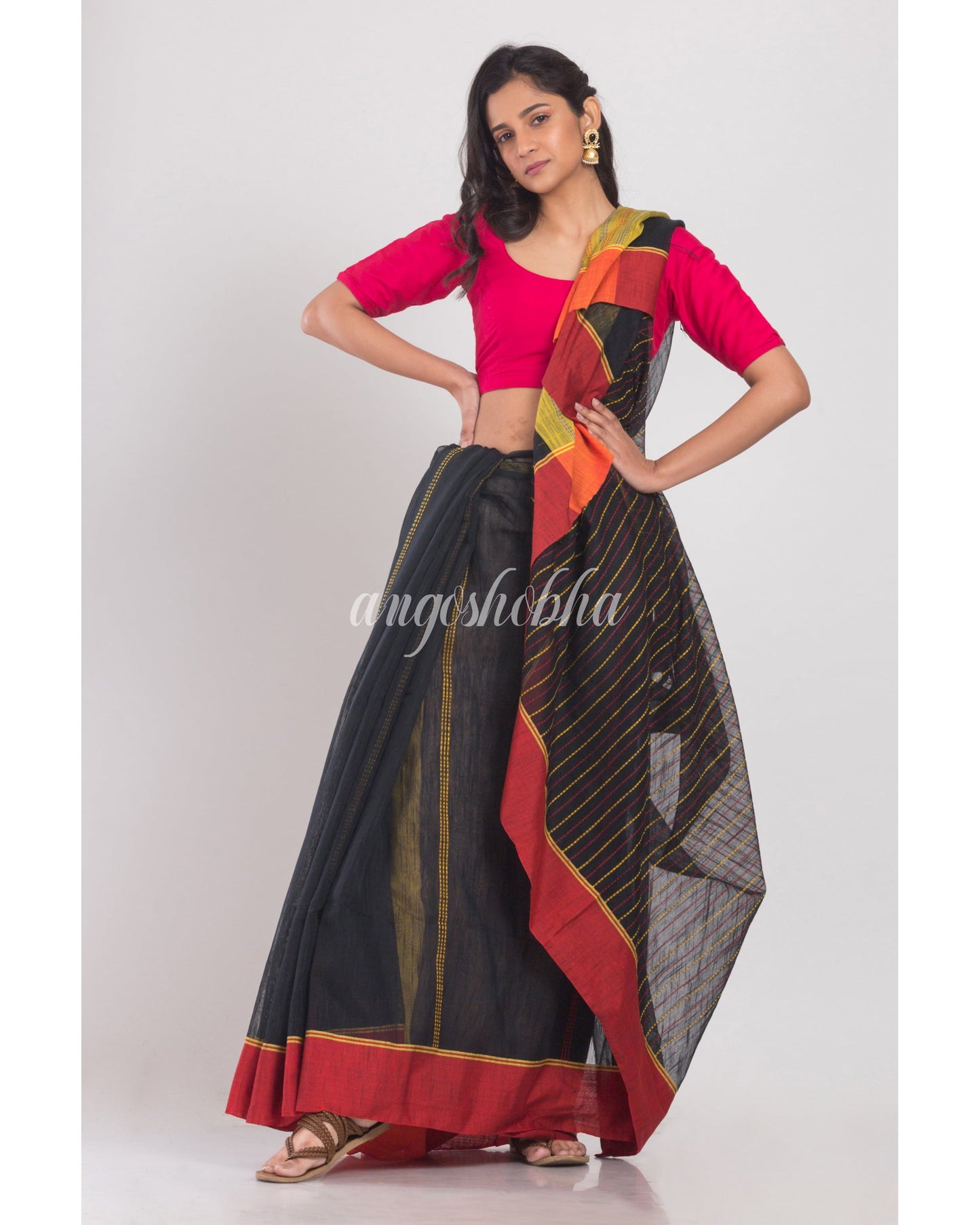 Black Handloom Saree angoshobha