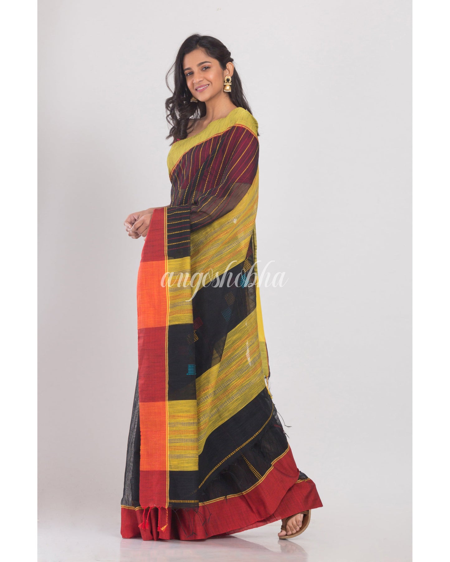 Black Handloom Saree angoshobha