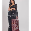 Black Handwoven Linen Saree angoshobha