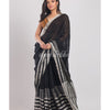 Black Handwoven Linen Saree angoshobha