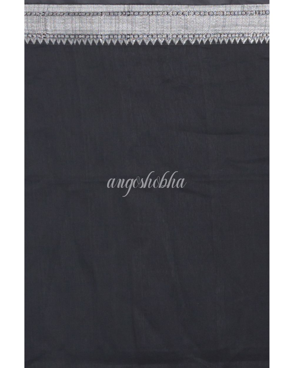 Black Handwoven Linen Saree angoshobha