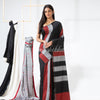 Black Maroon Silver handloom bengal cotton saree angoshobha