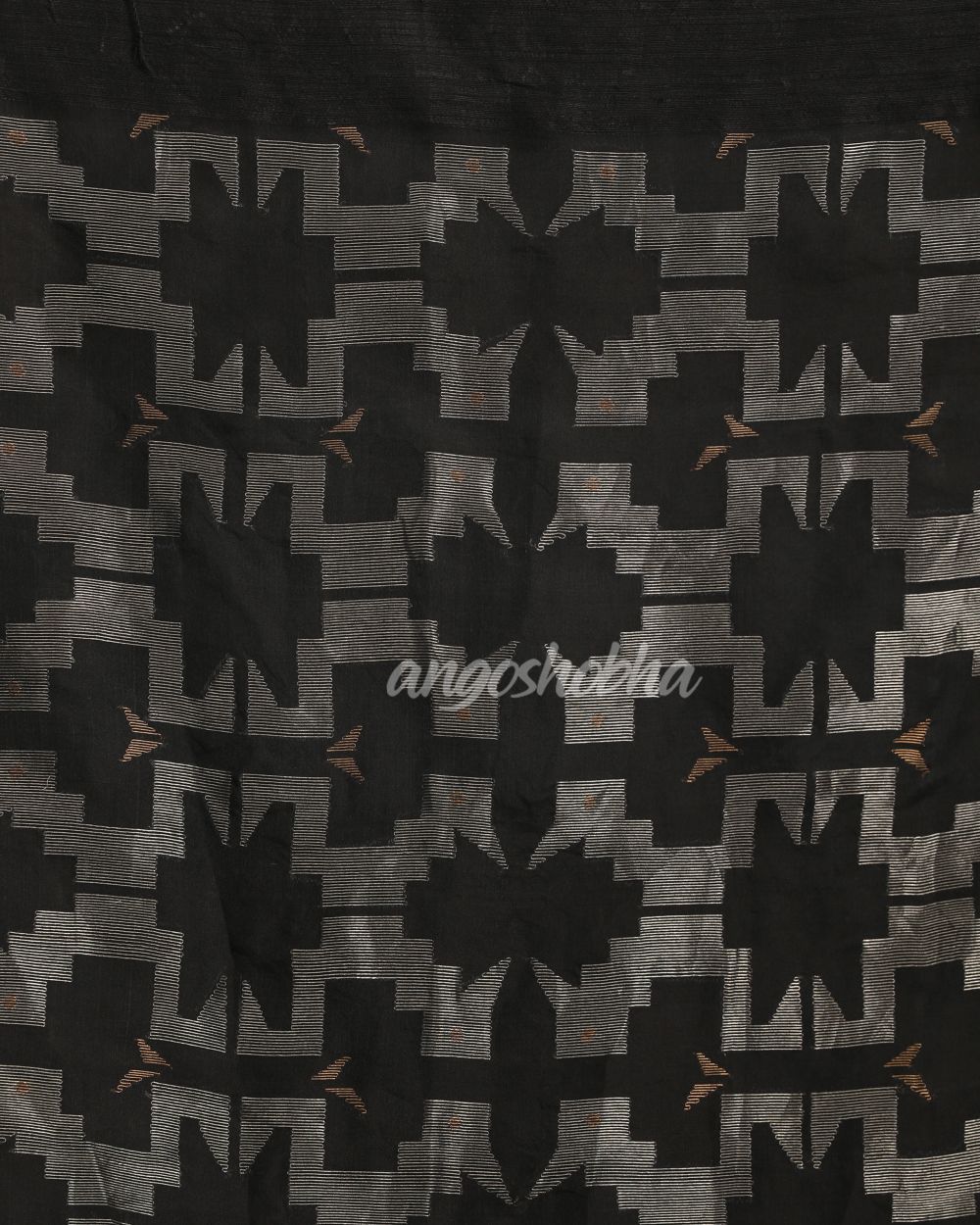 Black Matka Silk Handloom Traditional Jamdani Saree angoshobha