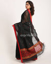 Black Matka Silk Handloom Traditional Jamdani Saree
