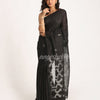 Black Matka Silk Handloom Traditional Jamdani Saree angoshobha