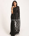 Black Matka Silk Handloom Traditional Jamdani Saree