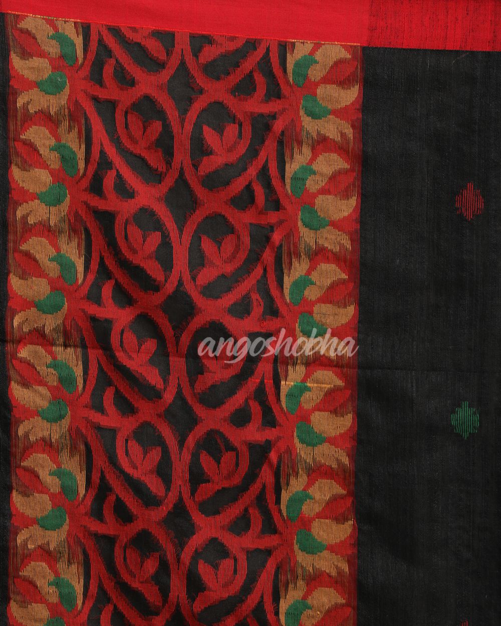 Black Matka Silk Handloom Traditional Jamdani Saree angoshobha