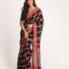 Black Red Traditional Check Linen Handloom Saree angoshobha