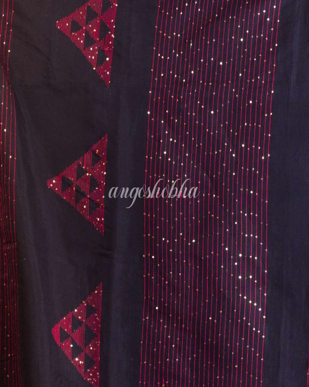 Black  Sequins Handwoven Blended CottonSaree angoshobha