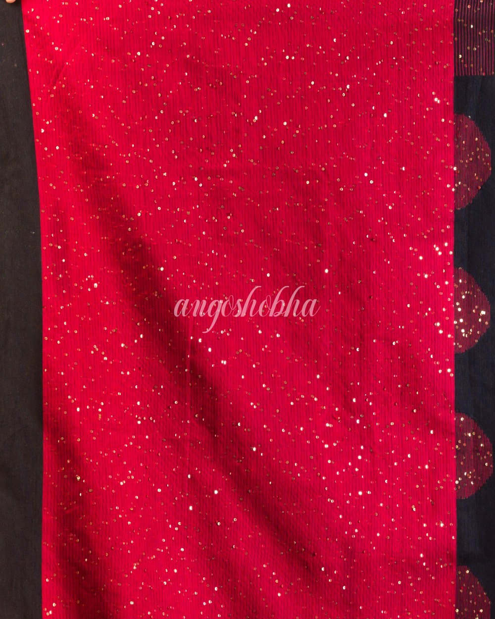 Black Sequins Handwoven Silk Saree angoshobha