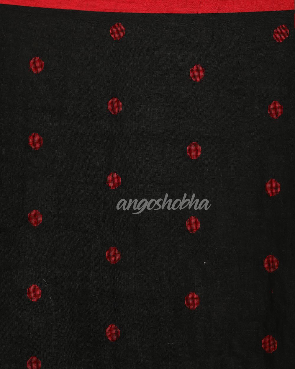 Black Traditional Handloom Linen Jamdani Saree angoshobha