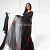 Black Traditional Handloom Linen Jamdani Saree angoshobha