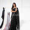 Black Traditional Handloom Linen Jamdani Saree angoshobha