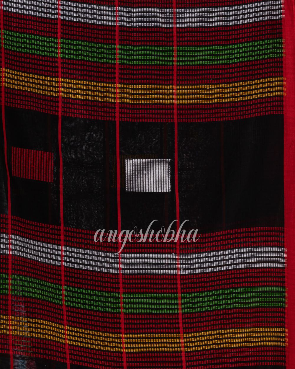 Black Traditional Jamdani Cotton Saree angoshobha