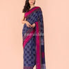 Blue Beige Handwoven Kantha Stitch Saree angoshobha