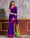 Blue Blended Cotton Jamdani Saree