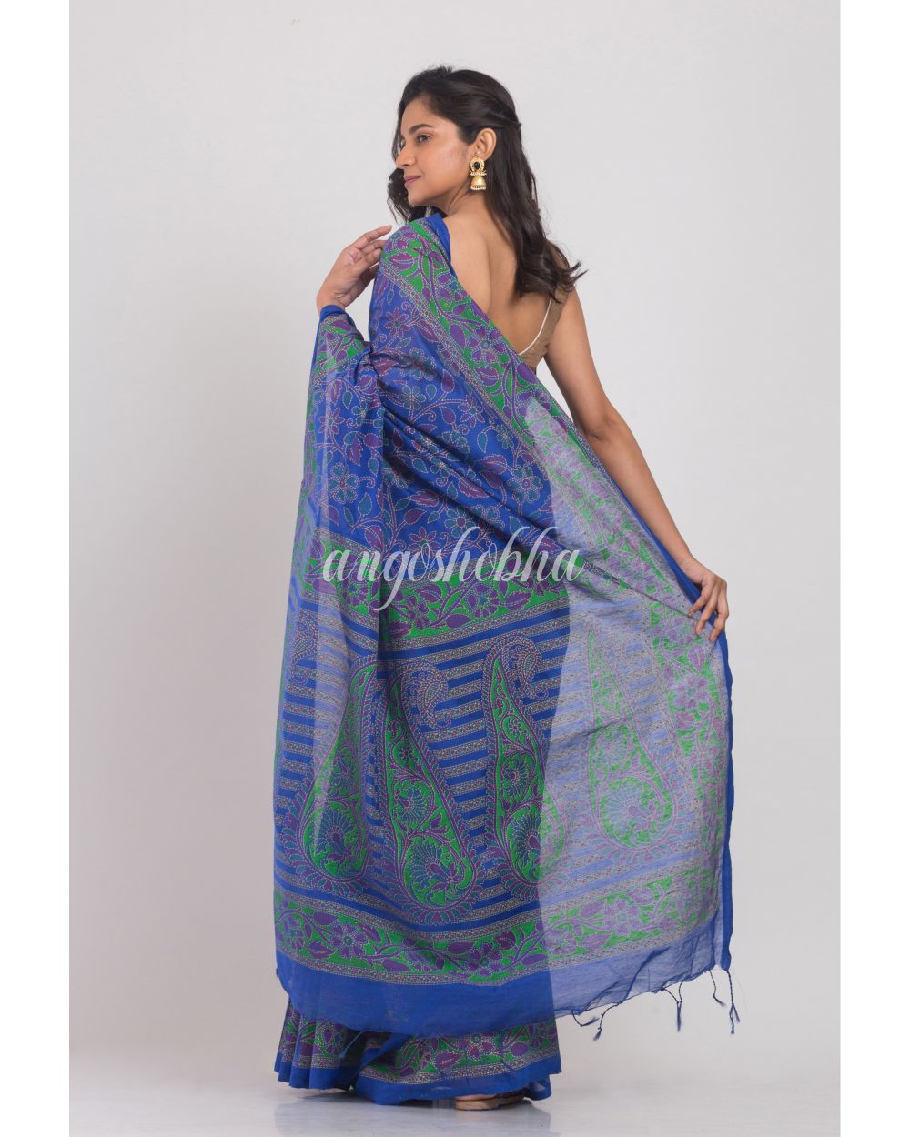 Blue Handloom Festive Saree angoshobha