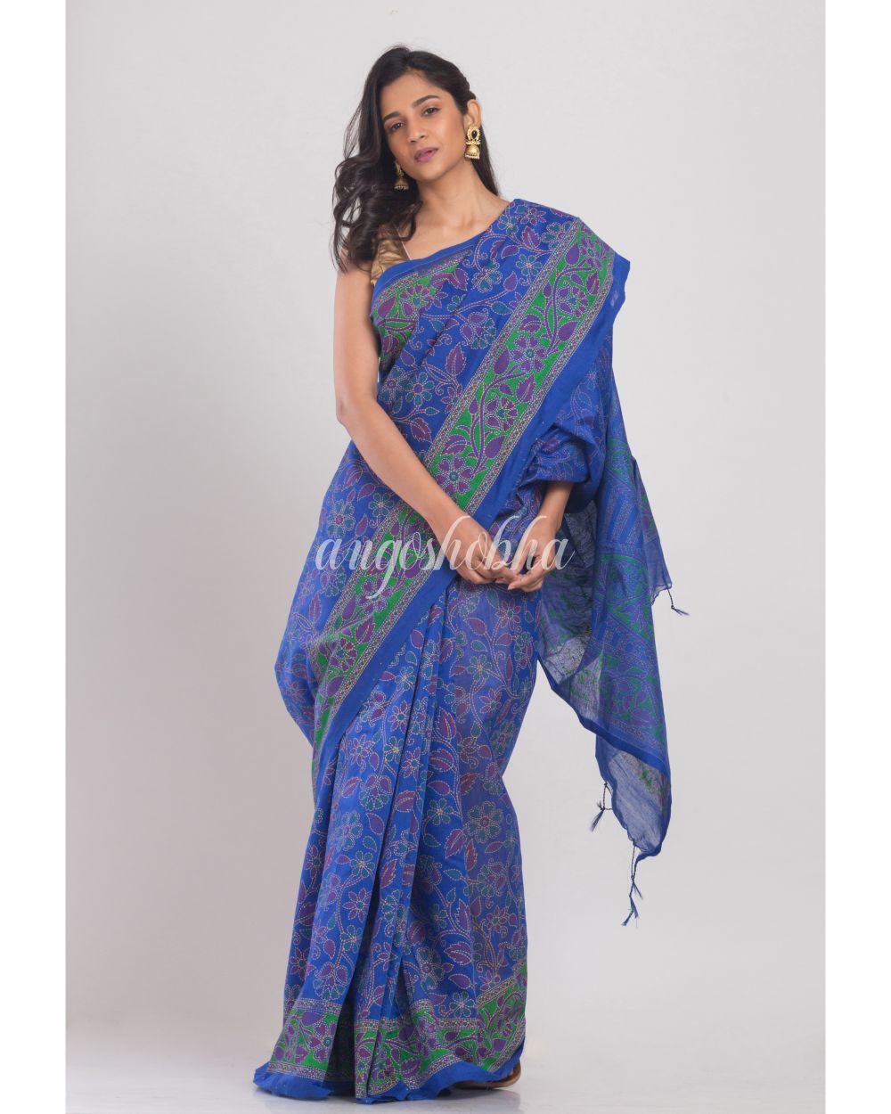 Blue Handloom Festive Saree angoshobha
