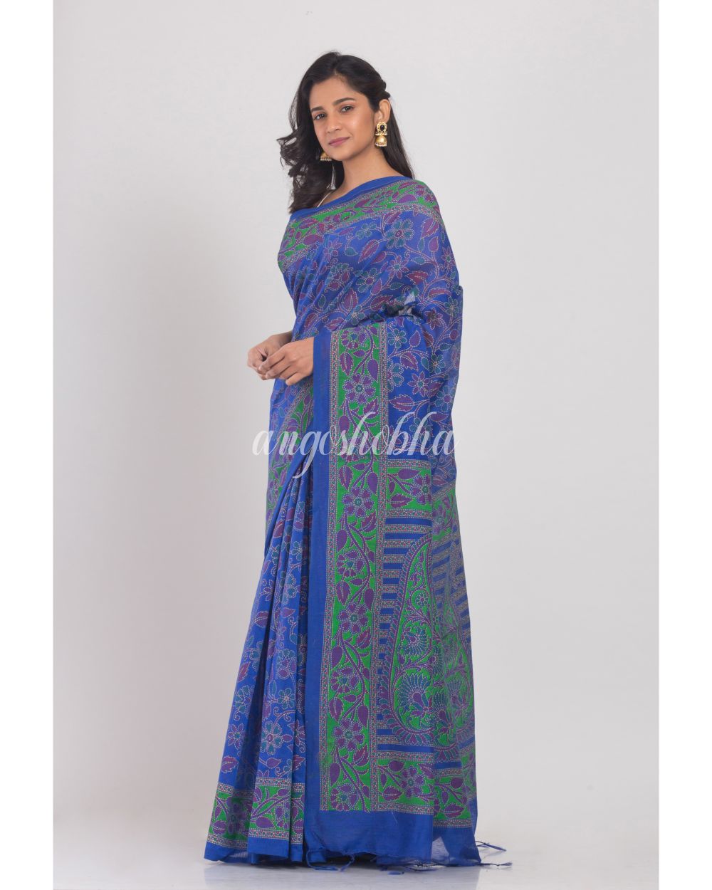 Blue Handloom Festive Saree angoshobha