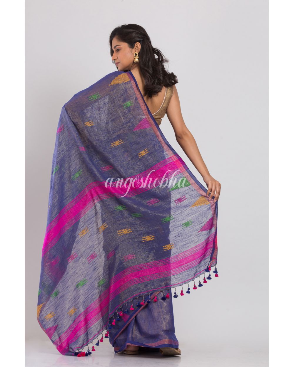 Blue Handwoven Cotton Saree angoshobha