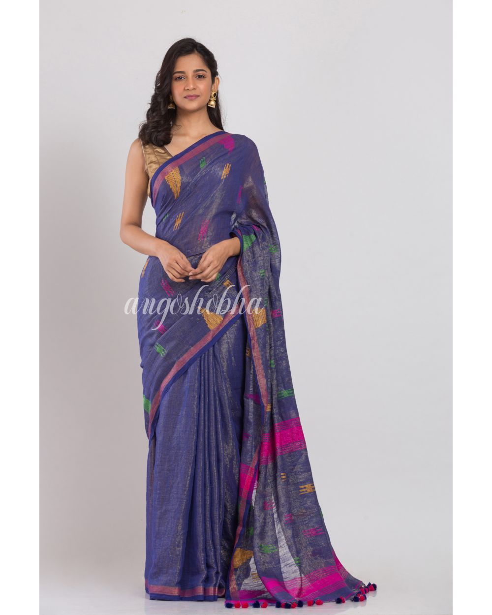 Blue Handwoven Cotton Saree angoshobha