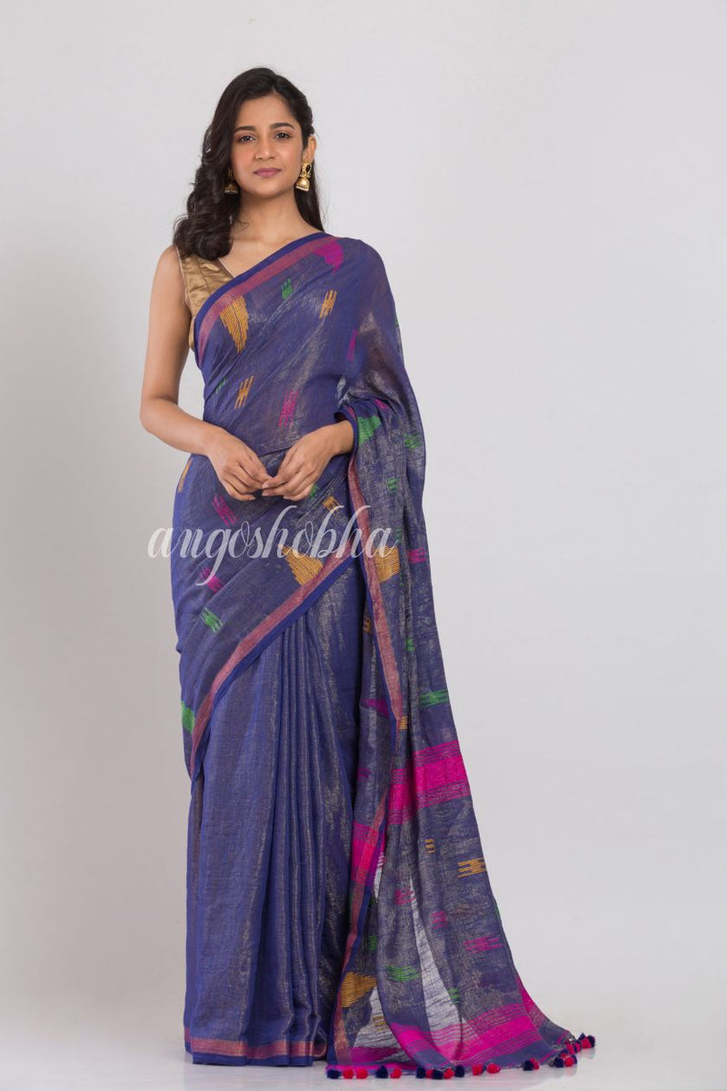 Blue Handwoven Cotton Saree