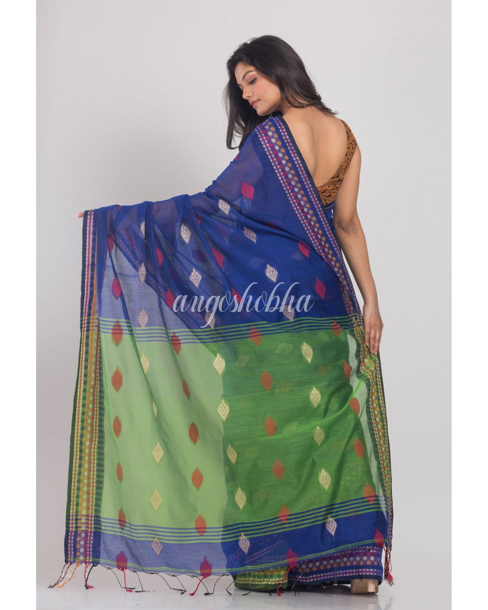 Blue Handwoven Cotton Silk Saree angoshobha