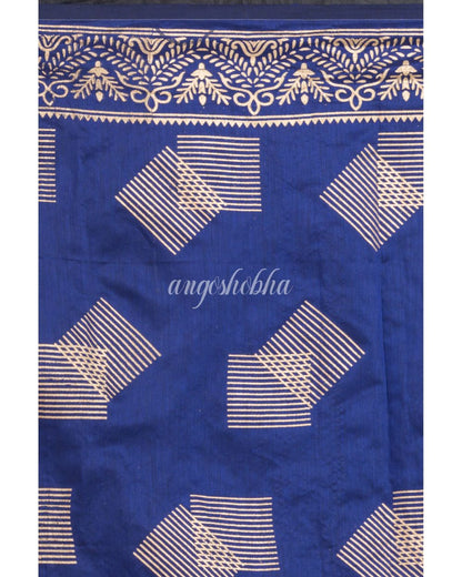 Blue Handwoven Festive Cotton Silk Saree angoshobha