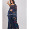 Blue Handwoven Linen Saree angoshobha