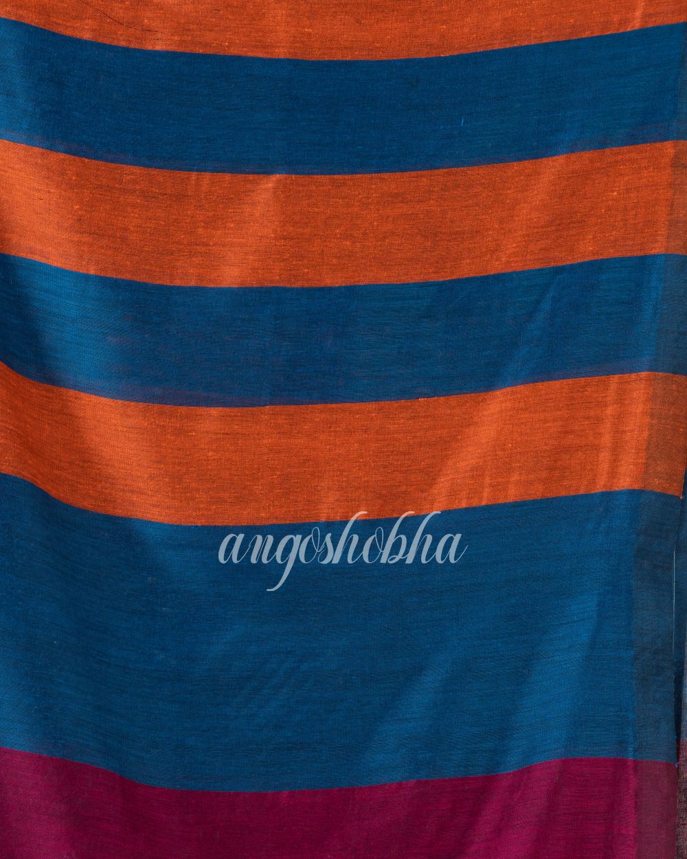 Blue Orange Handloom Bengal Cotton Saree angoshobha