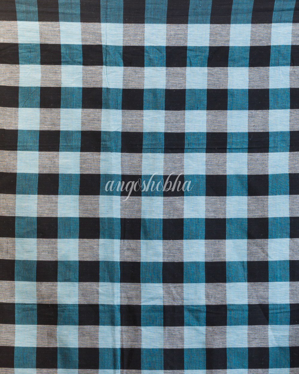 Blue White Handloom Cotton Saree angoshobha