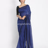 Blue handspan handwoven cotton saree angoshobha