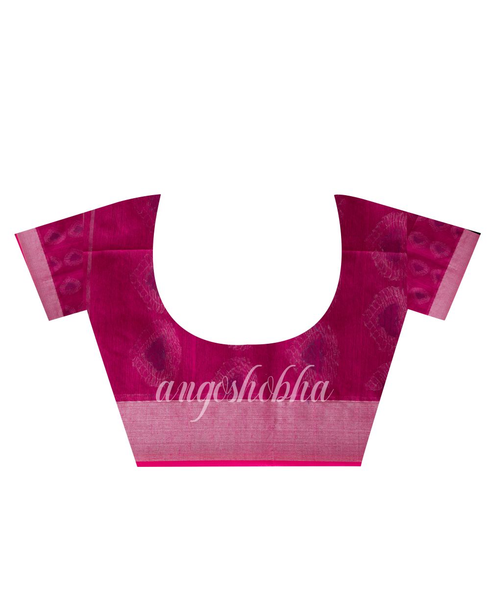 Bright Pink Cotton Blend Handloom Jamdani Saree angoshobha