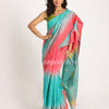 Brink Pink Cotton Blend Handloom Tie Dye Jamdani Saree angoshobha