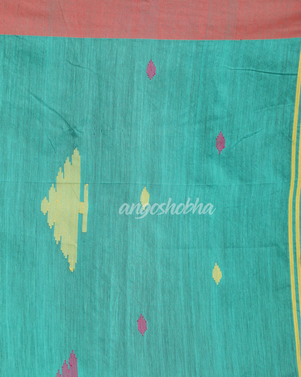 Brink Pink Cotton Blend Handloom Tie Dye Jamdani Saree angoshobha