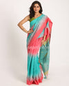 Brink Pink Cotton Blend Handloom Tie Dye Jamdani Saree