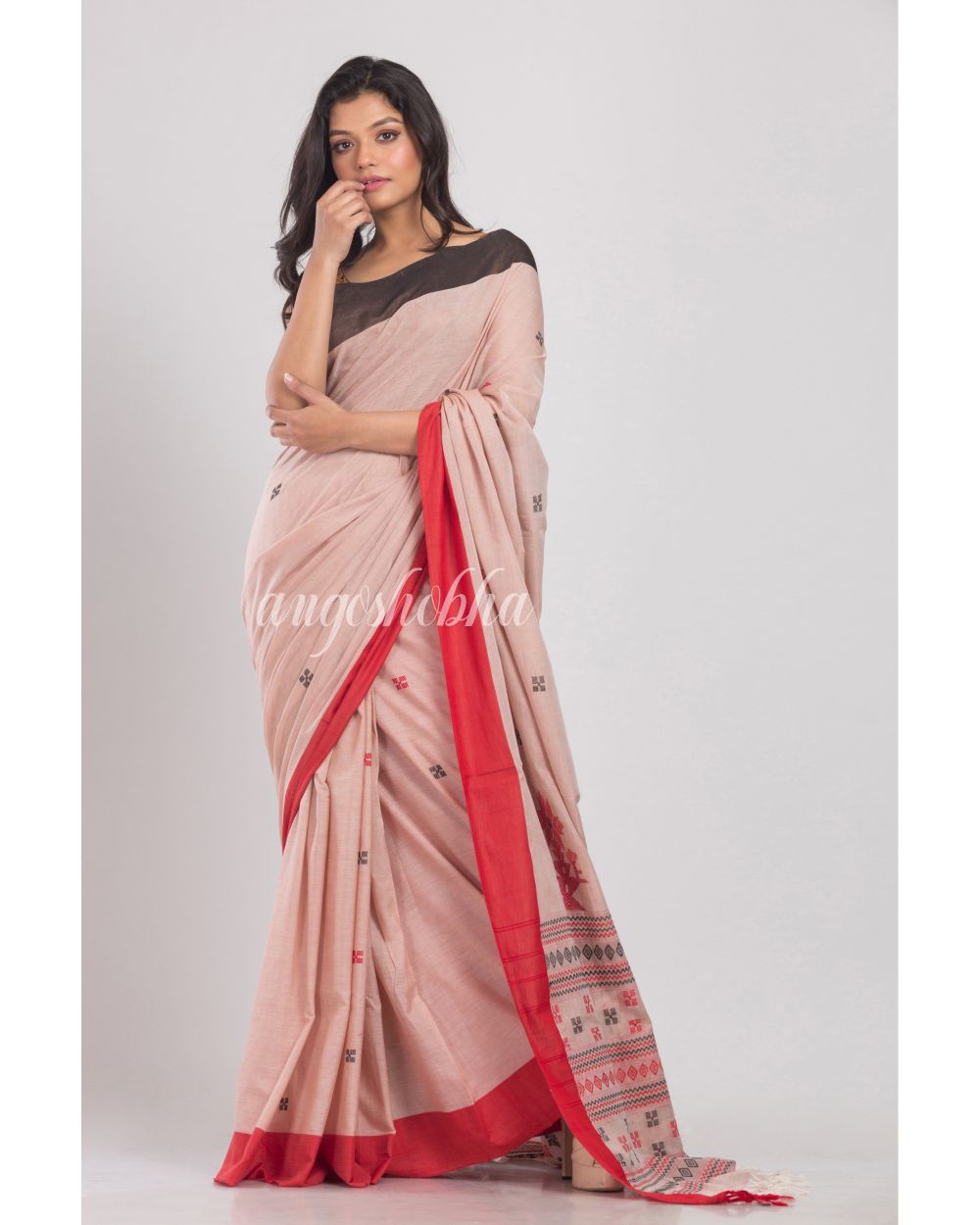 Brown Handwoven Cotton Saree angoshobha