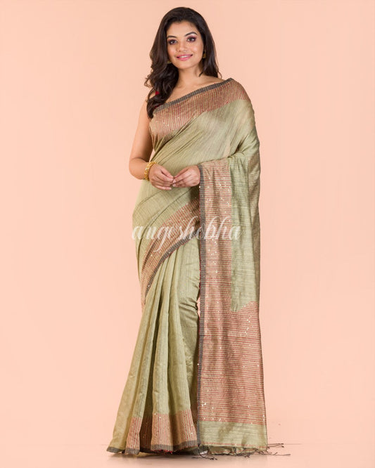 Chiku Handloom Matka Silk Saree angoshobha