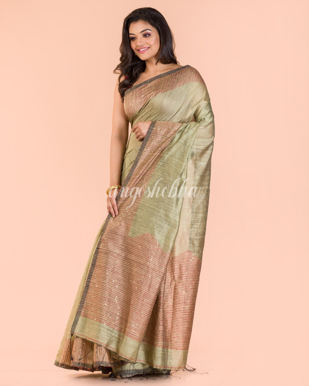Chiku Handloom Matka Silk Saree angoshobha