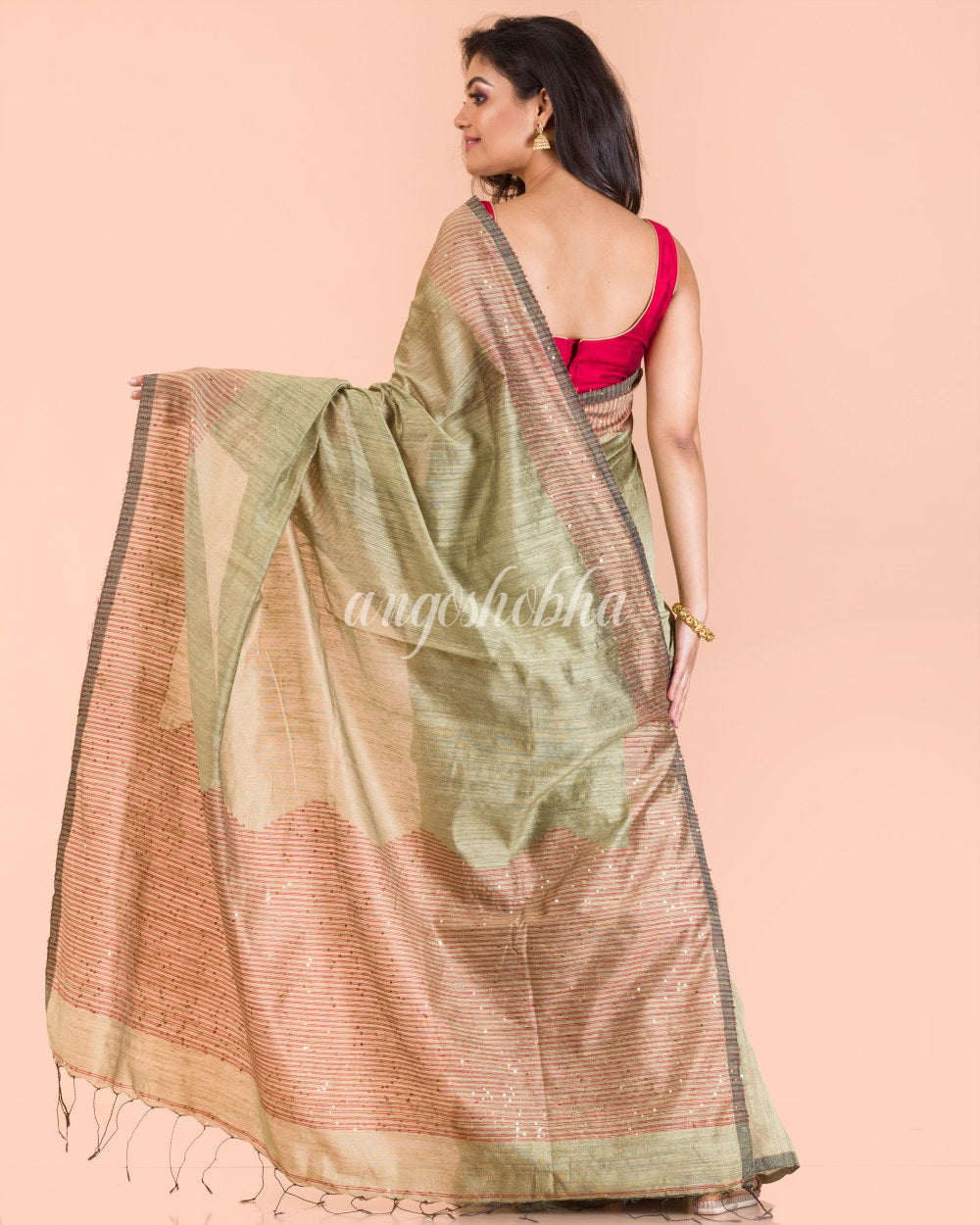 Chiku Handloom Matka Silk Saree angoshobha