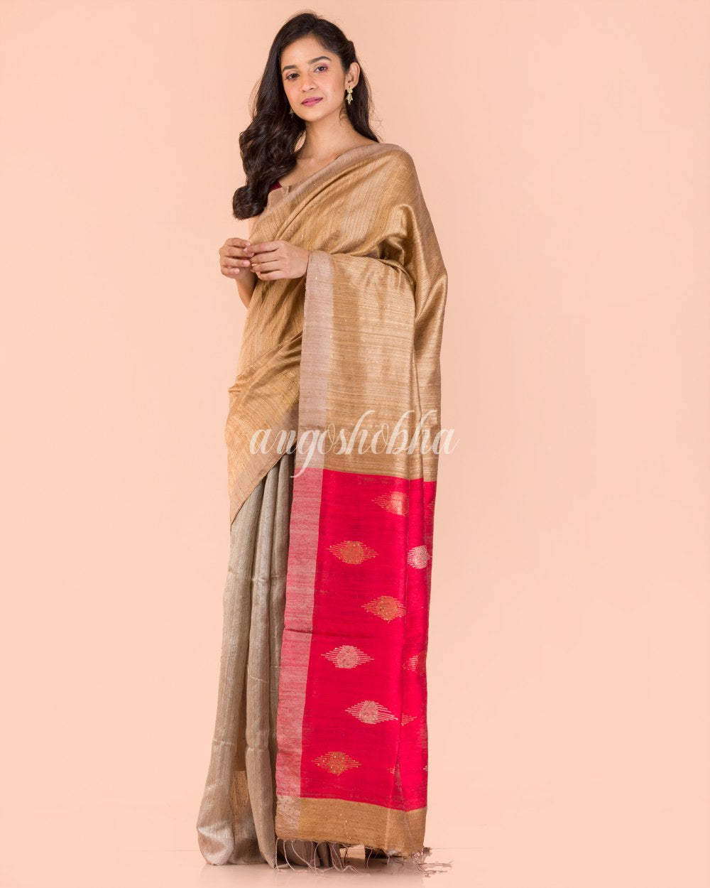 Chiku Matka Silk Tangail Saree angoshobha