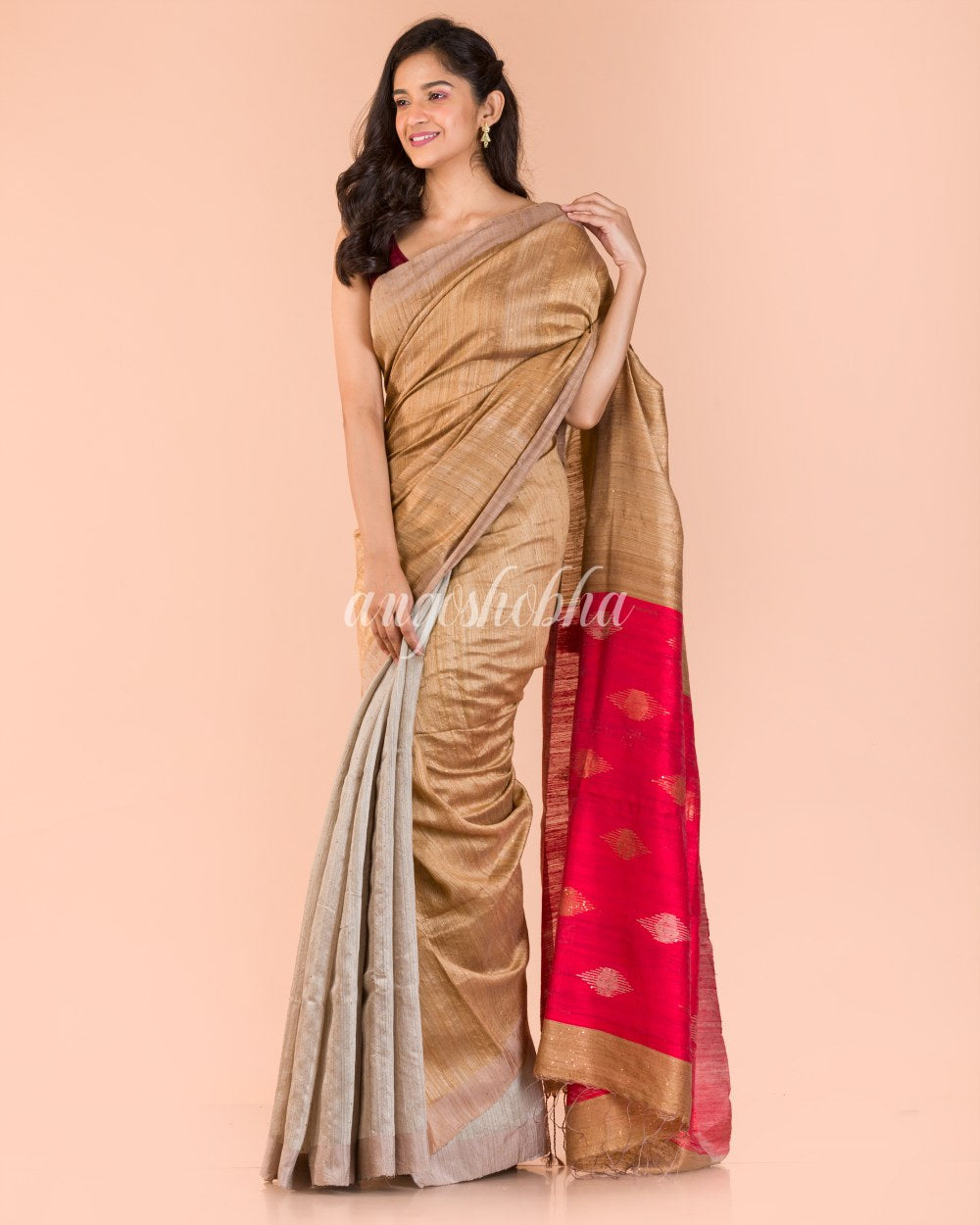 Chiku Matka Silk Tangail Saree angoshobha