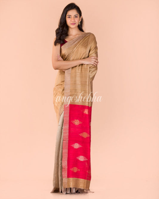 Chiku Matka Silk Tangail Saree angoshobha