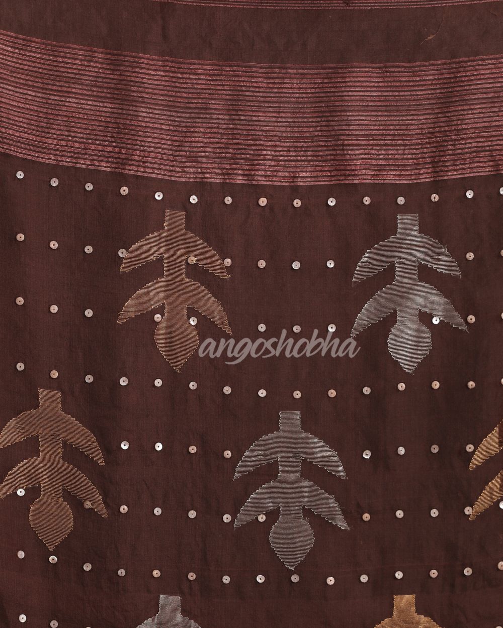 Copper Rose Matka Silk Handloom Traditional  Sequin Jamdani Saree angoshobha