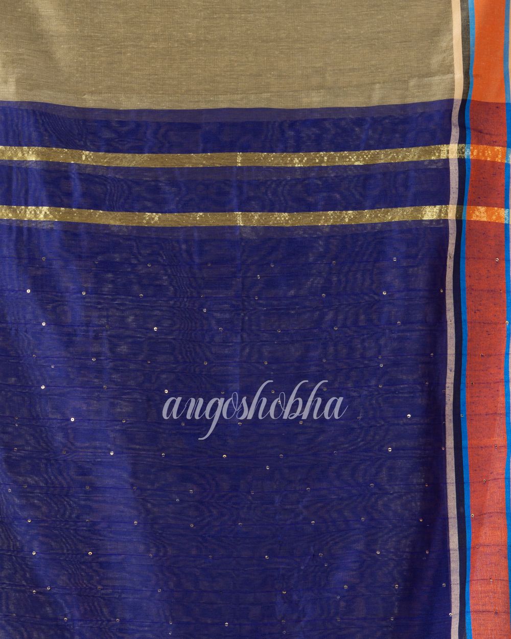 Cotton Blend Beige Handloom Saree angoshobha