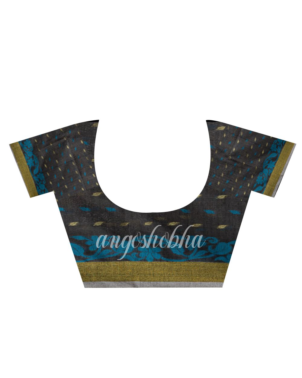 Cotton Blend Dark Ass Handloom Saree angoshobha