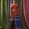 Cotton Blend Maroon Black Handloom Saree angoshobha