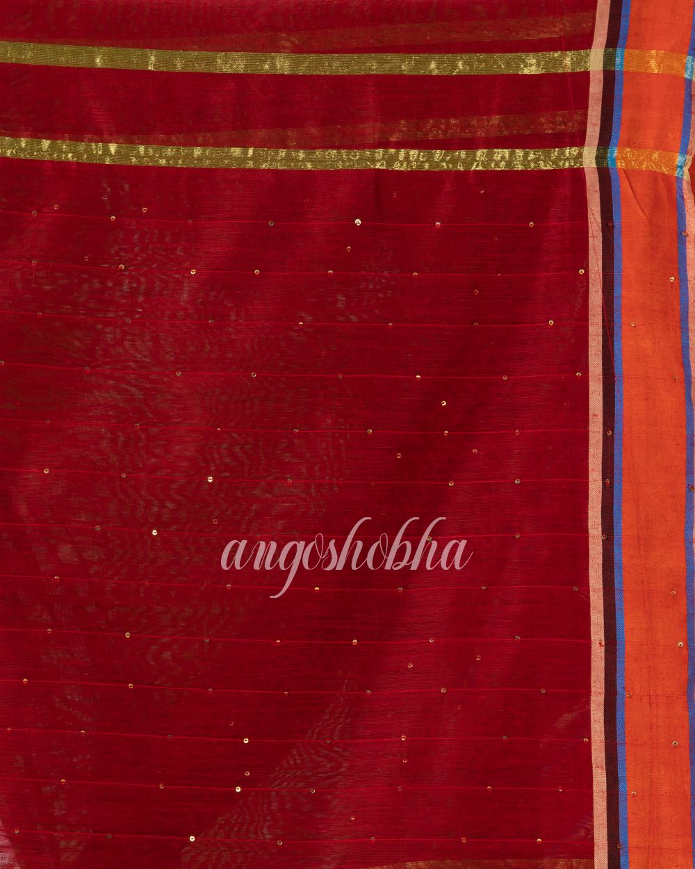 Cotton Blend Olive Green Handloom Saree angoshobha