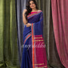 Cotton Blend Royal Blue Handloom Saree angoshobha