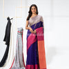 Cotton Blend Royel Blue Handloom Festive Saree angoshobha